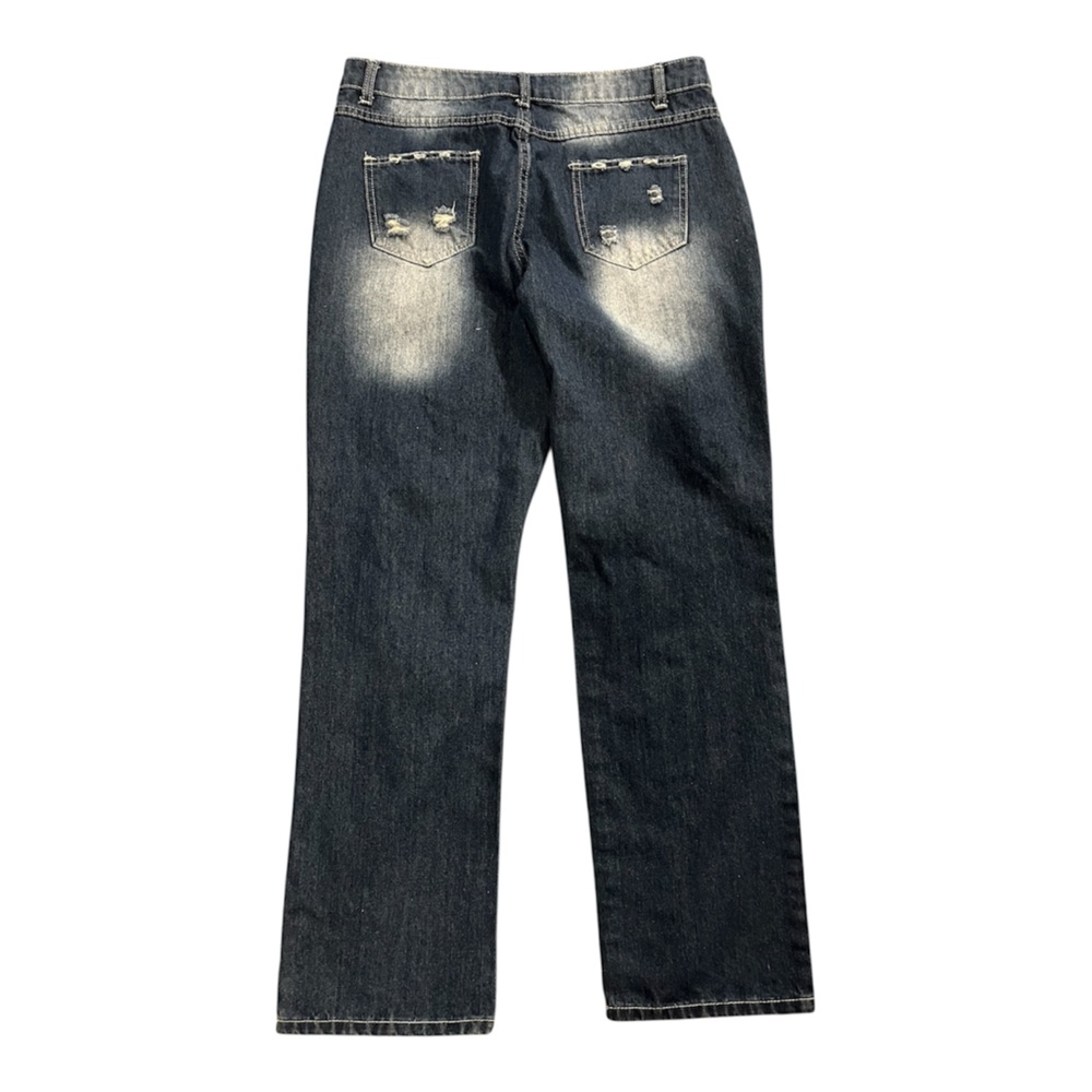 Distressed Unique Patchwork Bootcut Western Jeans… - image 3